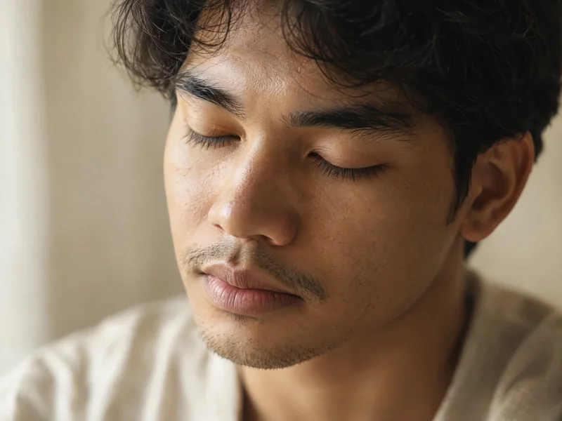 Man resting with his eyes closed in soft side light