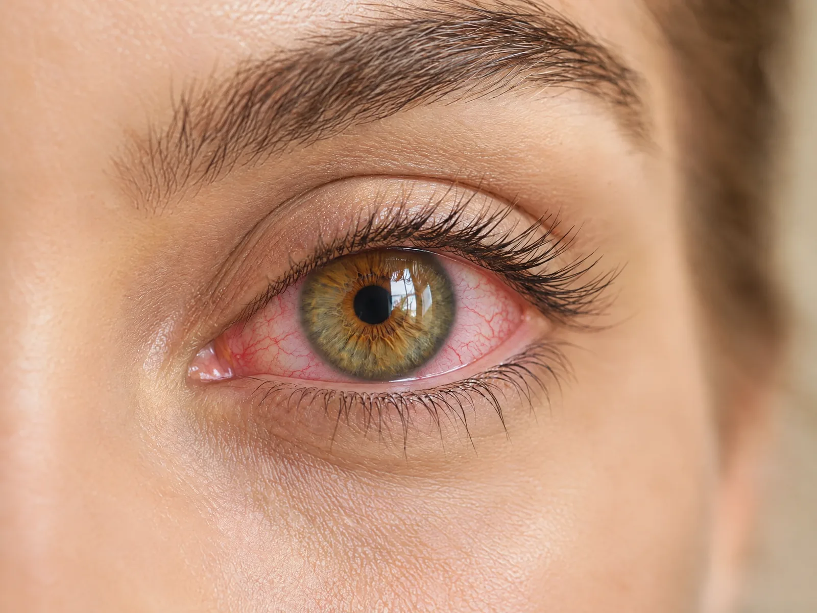 Close-up of a calm hazel eye in soft natural light
