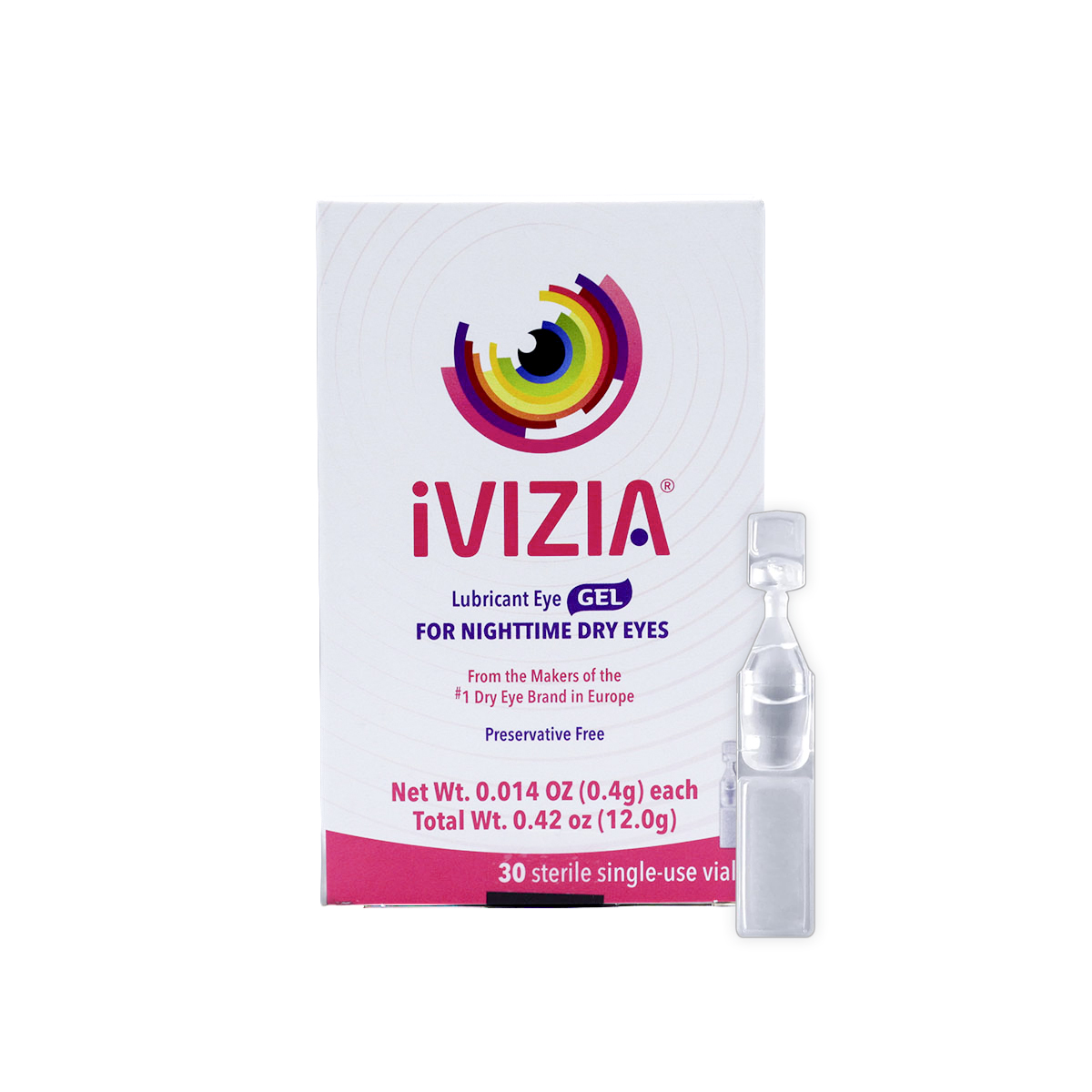 Product photo of iVIZIA Lubricant Eye Gel single-use vials