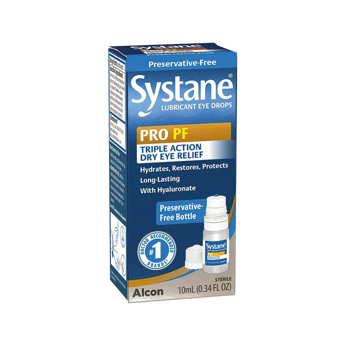 Systane PRO preservative-free multi-dose lubricant eye drops in a 10ml bottle
